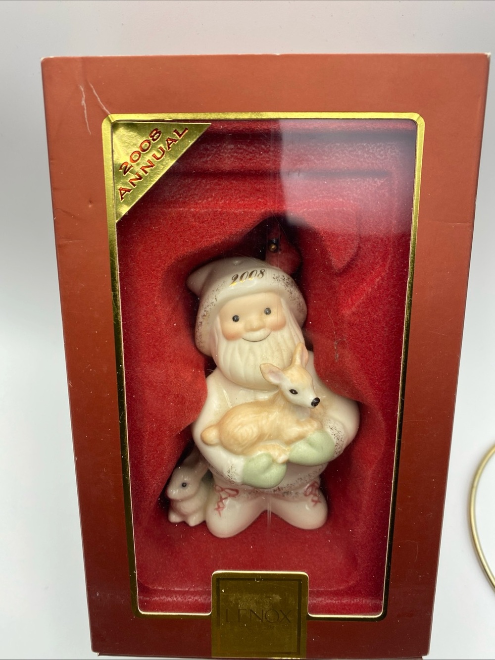 Vintage Retired Lenox Santa woodland friends Christmas ornament in box